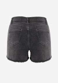 Renee - Ciemnoszare Jeansowe Szorty High Waist z Ozdobnymi Przetarciami Vimalira. Okazja: na co dzień. Stan: podwyższony. Kolor: szary. Materiał: jeans. Długość: długie. Sezon: lato, wiosna. Styl: elegancki, casual #5