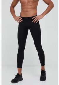 4f - 4F legginsy treningowe kolor czarny gładkie. Kolor: czarny. Materiał: skóra, materiał. Wzór: gładki #1