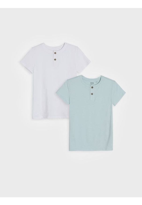 Sinsay - Bawełniane koszulki 2 pack - niebieski. Kolor: niebieski. Materiał: bawełna