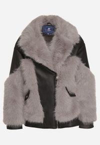 Born2be - Szara Kurtka Ramoneska z Futrzanymi Wstawkami Seore. Okazja: na co dzień. Kolor: szary. Materiał: futro. Styl: casual, klasyczny, elegancki #7