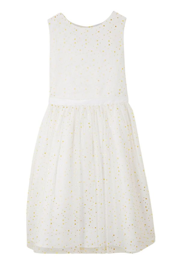 Sukienka dziewczęca na uroczyste okazje bonprix biało-złoty. Kolor: biały. Materiał: materiał, poliester. Wzór: nadruk