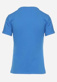 Born2be - Niebieski Bawełniany T-shirt z Nadrukiem na Przodzie Subsoria. Kolor: niebieski. Materiał: bawełna. Wzór: nadruk #4