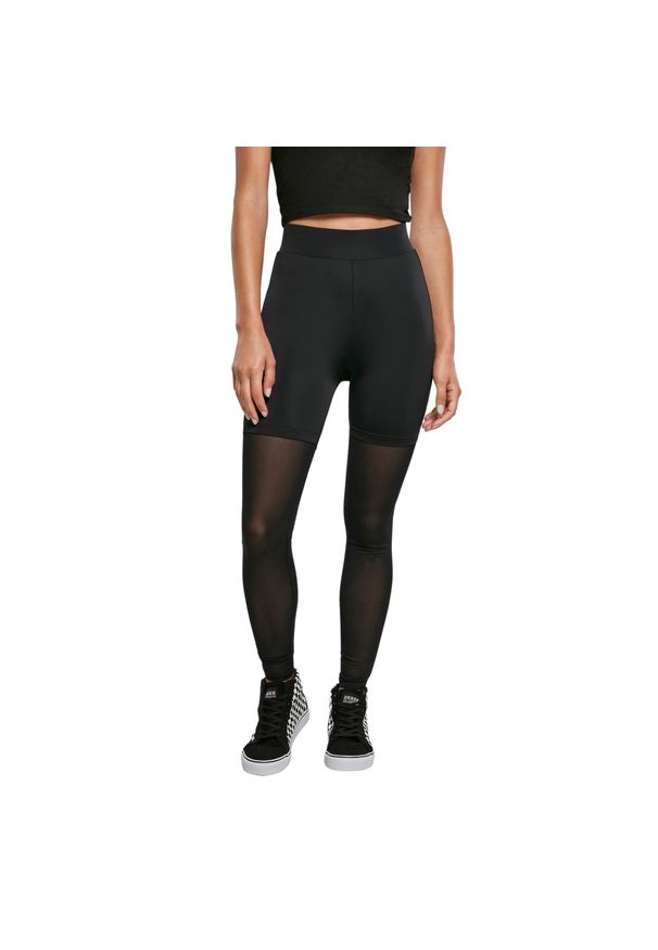 Legging kobieta z wysoką talią Urban Classics Tech Mesh. Stan: podwyższony. Kolor: czarny. Materiał: mesh