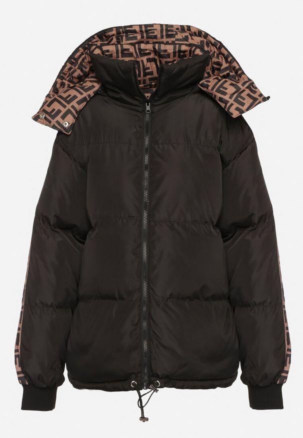 Born2be - Czarna Dwustronna Kurtka Puffer z Odpinanym Kapturem i Kieszeniami Erisaria. Okazja: na spacer. Kolor: czarny. Materiał: materiał, jeans. Styl: elegancki, wizytowy
