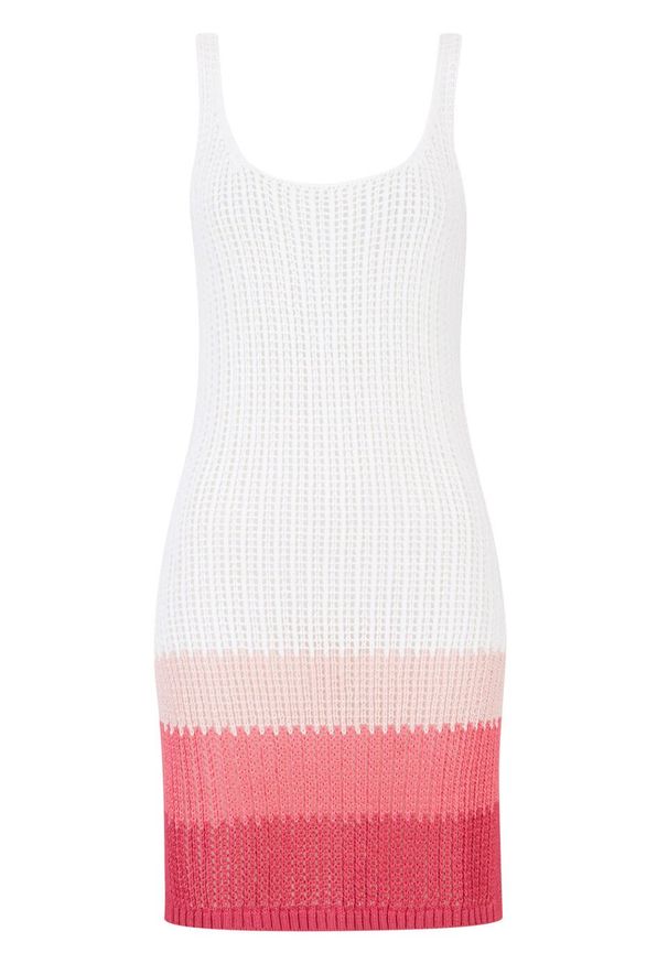 Sukienka plażowa bonprix biało-różowy. Okazja: na plażę. Kolor: biały. Długość rękawa: na ramiączkach