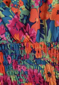 Born2be - Różowo-Granatowa Sukienka Mini z Szeroką Gumką w Talii i Kopertowym Dekoltem Nevun. Typ kołnierza: dekolt kopertowy. Kolor: różowy. Materiał: wiskoza. Wzór: kolorowy, kwiaty, aplikacja. Sezon: lato. Typ sukienki: kopertowe. Długość: mini #7