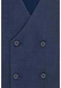 Pako Lorente - PAKO LORENTE – Granatowa dwurzędowa kamizelka męska. Kolor: niebieski. Materiał: poliester, wiskoza, elastan. Wzór: melanż #4