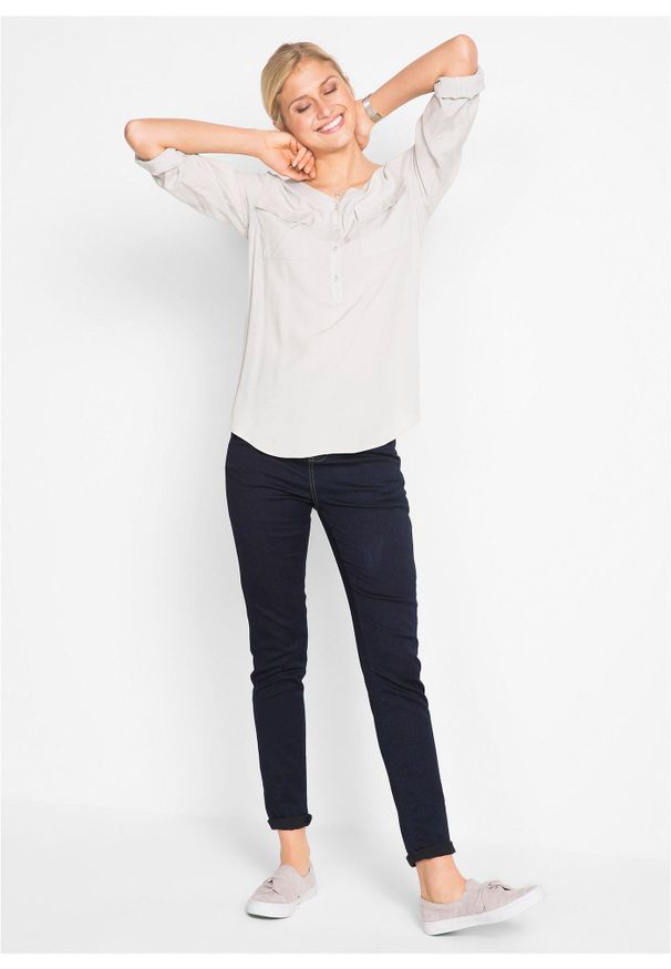 bonprix - Dżinsy o kroju slim fit, z dużą zawartością stretchu, high waist. Stan: podwyższony. Kolor: niebieski