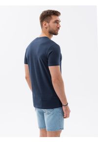 Ombre Clothing - T-shirt męski bawełniany z nadrukiem - granatowy V3 S1748 - M. Kolor: niebieski. Materiał: bawełna. Długość rękawa: krótki rękaw. Długość: krótkie. Wzór: nadruk. Styl: klasyczny #4