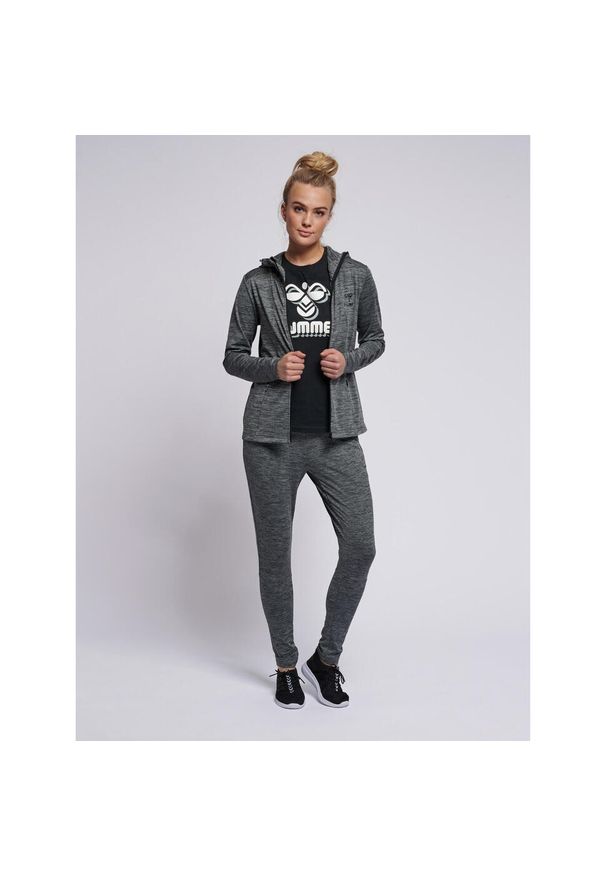 Bluza fitness damska Hummel zip Selby. Typ kołnierza: kaptur. Kolor: wielokolorowy, czarny, szary. Materiał: jersey, poliester, materiał. Sport: fitness