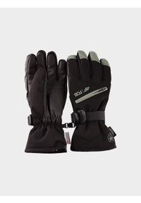 4f - Rękawice snowboardowe Thinsulate męskie - czarne. Kolor: czarny. Materiał: materiał, syntetyk, skóra. Technologia: Thinsulate. Sport: snowboard #1
