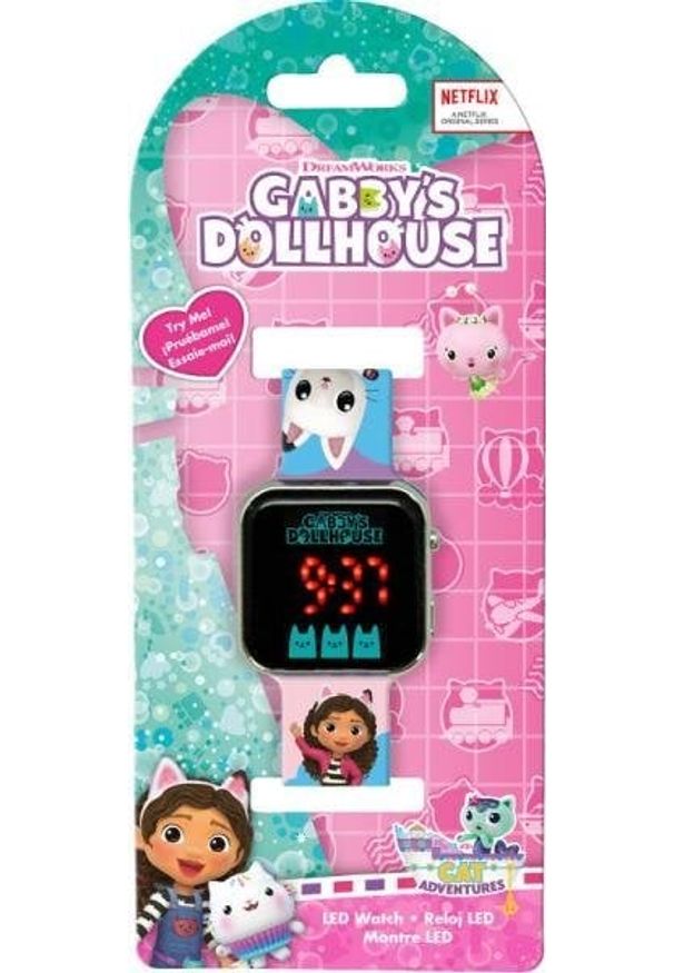 Zegarek cyfrowy LED Koci Domek Gabi. Gabby's Dollhouse GD00019 Kids Euroswan. Rodzaj zegarka: cyfrowe