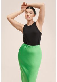 mango - Mango spódnica Mia kolor zielony. Okazja: na co dzień. Stan: podwyższony. Kolor: zielony. Materiał: włókno. Styl: casual #7