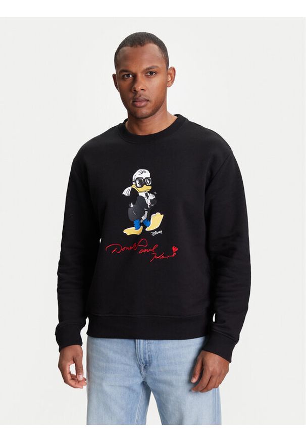 Karl Lagerfeld - KARL LAGERFELD Bluza 705098 553930 Czarny Regular Fit. Typ kołnierza: dekolt w karo. Kolor: czarny. Materiał: bawełna