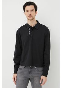 Calvin Klein Jeans longsleeve bawełniany kolor czarny gładki. Kolor: czarny. Materiał: bawełna. Długość rękawa: długi rękaw. Długość: krótkie. Wzór: gładki #1