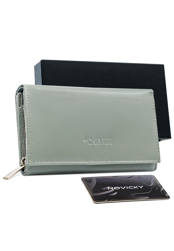 4U CAVALDI - Portfel damski szary Cavaldi RD-21-GCL-0795 GRAY. Kolor: szary. Materiał: skóra