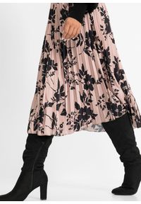 bonprix - Spódnica plisowana. Kolor: różowy, beżowy. Wzór: nadruk #2