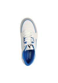 skechers - Męskie UNO COURT LOW-POST Sneakersy Biały/Niebieski. Kolor: biały, niebieski, wielokolorowy. Materiał: skóra, guma, poliester, materiał. Szerokość cholewki: normalna