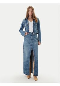 BOSS Kurtka jeansowa 50542426 Niebieski Slim Fit. Kolor: niebieski. Materiał: bawełna