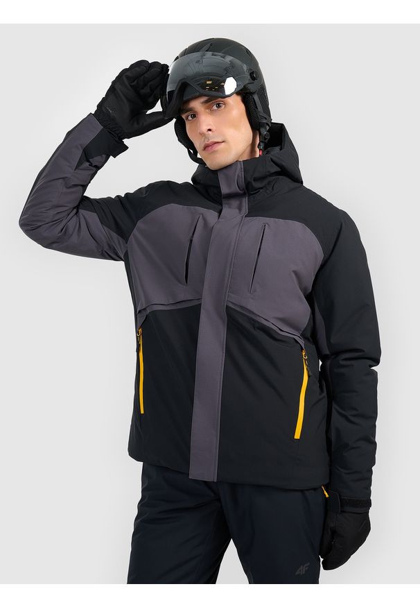 4f - 4F Kurtka narciarska membrana 10000 męska - czarna XXL. Kolor: czarny. Materiał: tkanina, poliester, skóra, materiał. Wzór: gładki. Sezon: zima