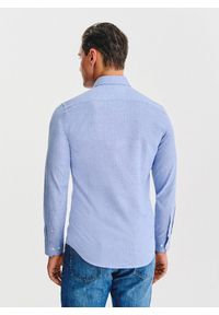 Pako Lorente - PAKO LORENTE - Niebieska koszula męska melanż. Kolor: niebieski. Materiał: poliester, bawełna. Długość rękawa: długi rękaw. Długość: długie. Wzór: melanż. Sezon: jesień #10