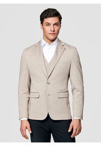 Pako Lorente - PAKO LORENTE - Jasnobrązowa dzianinowa marynarka męska. Kolor: brązowy. Materiał: dzianina #1