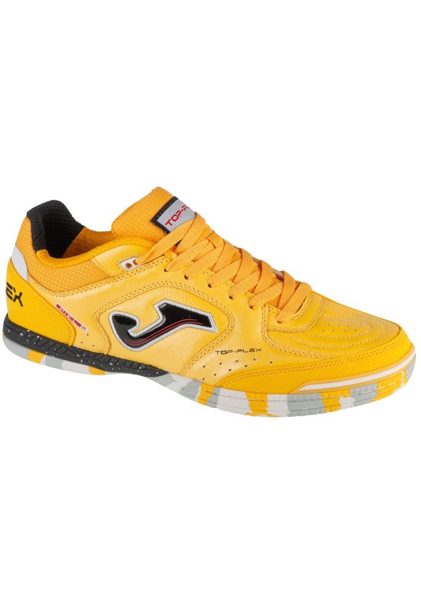 Joma - Buty halowe do piłki nożnej męskie, Top Flex 24 TOPW IN. Kolor: żółty. Materiał: skóra, syntetyk, materiał, tkanina. Sport: piłka nożna