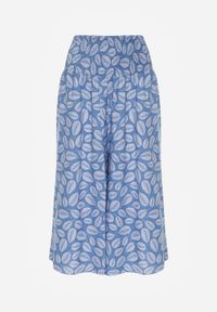 Born2be - Niebieskie Spodnie z Bawełny Kuloty z Gumką w Pasie Karemisia. Kolor: niebieski. Materiał: bawełna. Wzór: aplikacja. Sezon: lato #6