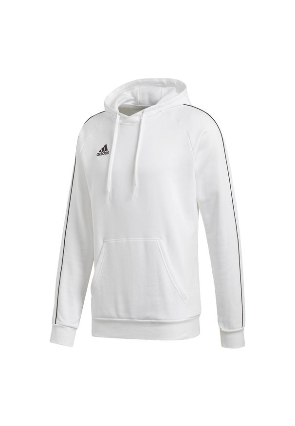 Adidas - Bluza treningowa męska adidas Core 18 Hoody. Kolor: biały. Materiał: bawełna