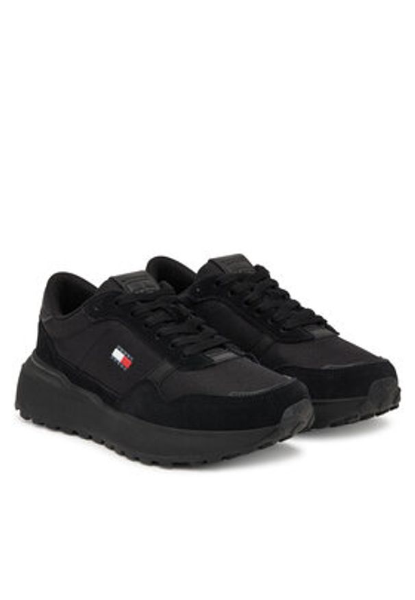 Tommy Jeans Sneakersy Modern Runner Mix EN0EN03100 Czarny. Kolor: czarny. Materiał: zamsz, skóra