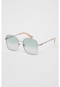 Gucci okulary przeciwsłoneczne damskie kolor srebrny. Kolor: zielony. Wzór: geometria #5