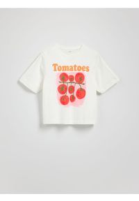 Reserved - T-shirt z nadrukiem - złamana biel. Materiał: bawełna, tkanina. Wzór: nadruk