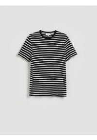 Reserved - T-shirt regular z lnem - czarny. Kolor: czarny. Materiał: len #1