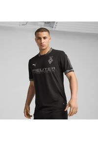 Puma - Męska koszulka Borussia Mönchengladbach 24/25 PUMA Black Aged Silver. Kolor: wielokolorowy, szary, czarny. Wzór: paski