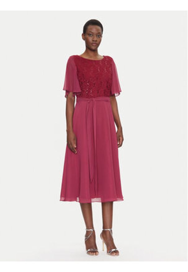 Swing Sukienka koktajlowa 5AI02500 Bordowy Regular Fit. Kolor: czerwony. Materiał: syntetyk. Styl: wizytowy