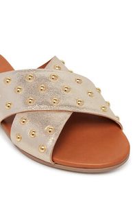 Pieces Klapki 17156837 Złoty. Kolor: złoty. Materiał: skóra #4