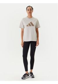 Adidas - adidas Legginsy Leopard 3-Stripes JW7307 Czarny Slim Fit. Kolor: czarny. Materiał: bawełna #4