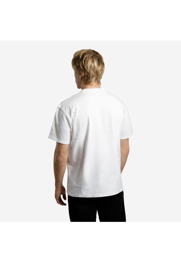 Decathlon - T-shirt z krótkimi rękawami na deskorolkę TS500 Trafic biały. Kolor: biały. Materiał: materiał, bawełna. Długość rękawa: krótki rękaw. Długość: krótkie. Sport: skateboard