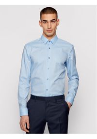 BOSS - Boss Koszula Isko 50449900 Błękitny Slim Fit. Kolor: niebieski. Materiał: bawełna