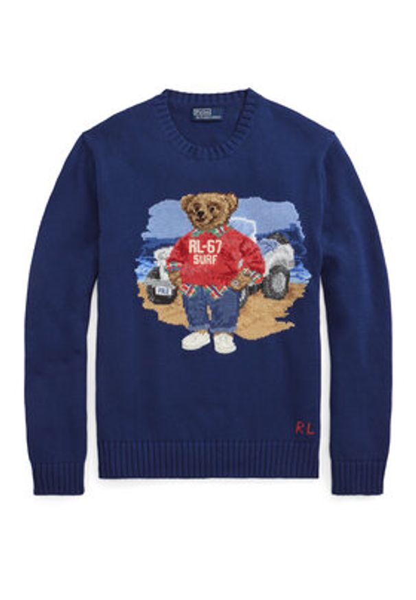 Polo Ralph Lauren Sweter 710964798001 Granatowy Regular Fit. Typ kołnierza: polo. Kolor: niebieski. Materiał: bawełna