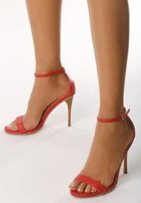 Born2be - Czerwone Sandały Move Closer. Nosek buta: okrągły. Zapięcie: pasek. Kolor: czerwony. Wzór: gładki, jednolity. Styl: wizytowy #2