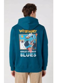 Wrangler - WRANGLER HOODIE MĘSKA BLUZA Z KAPTUREM LOGO DEEP TEAL 112341222. Typ kołnierza: kaptur #3