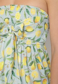 Born2be - Ciemnozielona Sukienka w Cytryny z Kokardą Galadessa. Okazja: na randkę, na co dzień. Typ kołnierza: kokarda. Kolor: zielony. Sezon: lato. Styl: casual, elegancki #5