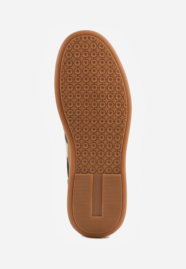 Renee - Czarne Sneakersy ze Skóry Naturalnej z Geometrycznym Wzorem Zetisius. Okazja: na co dzień. Kolor: czarny. Materiał: skóra. Wzór: geometria