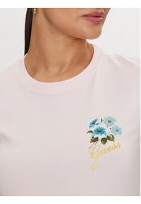 Guess T-Shirt Flowers W4YI30 J1314 Różowy Slim Fit. Kolor: różowy. Materiał: bawełna