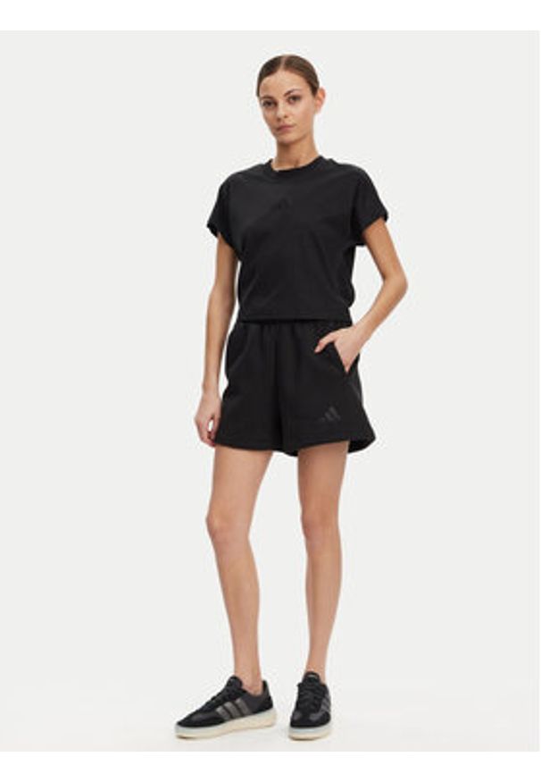 Adidas - adidas Szorty sportowe ALL SZN Fleece JI6529 Czarny Loose Fit. Kolor: czarny. Materiał: bawełna