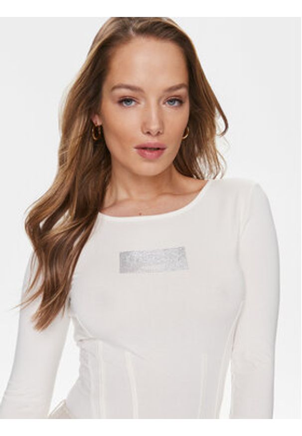 Guess Body Corset W4RP24 K68D2 Écru Slim Fit. Materiał: wiskoza
