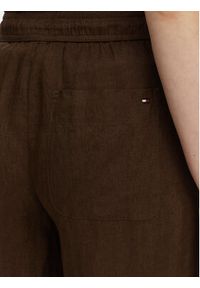 TOMMY HILFIGER - Tommy Hilfiger Spodnie materiałowe WW0WW48970 Brązowy ciemny Wide Leg. Kolor: brązowy. Materiał: len #2
