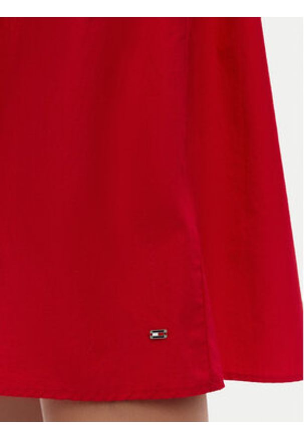 TOMMY HILFIGER - Tommy Hilfiger Sukienka letnia WW0WW44667 Czerwony Relaxed Fit. Kolor: czerwony. Materiał: bawełna. Sezon: lato
