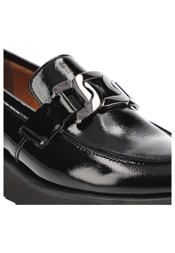 Czarne Półbuty Karino Eleganckie Skórzane Buty. Zapięcie: bez zapięcia. Kolor: czarny. Materiał: skóra. Szerokość cholewki: normalna. Obcas: na obcasie. Styl: elegancki. Wysokość obcasa: średni